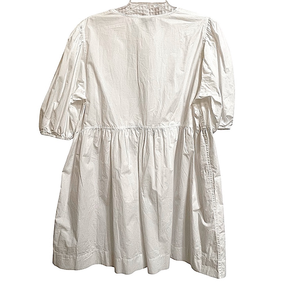 Ganni White Cotton Poplin Tie String Mini Dress Boho Beachy Size 44EU or 14US - Picture 6 of 13